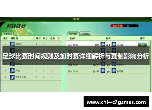 足球比赛时间规则及加时赛详细解析与赛制影响分析 足球比赛时间规则及加时赛详细解析与赛制影响分析